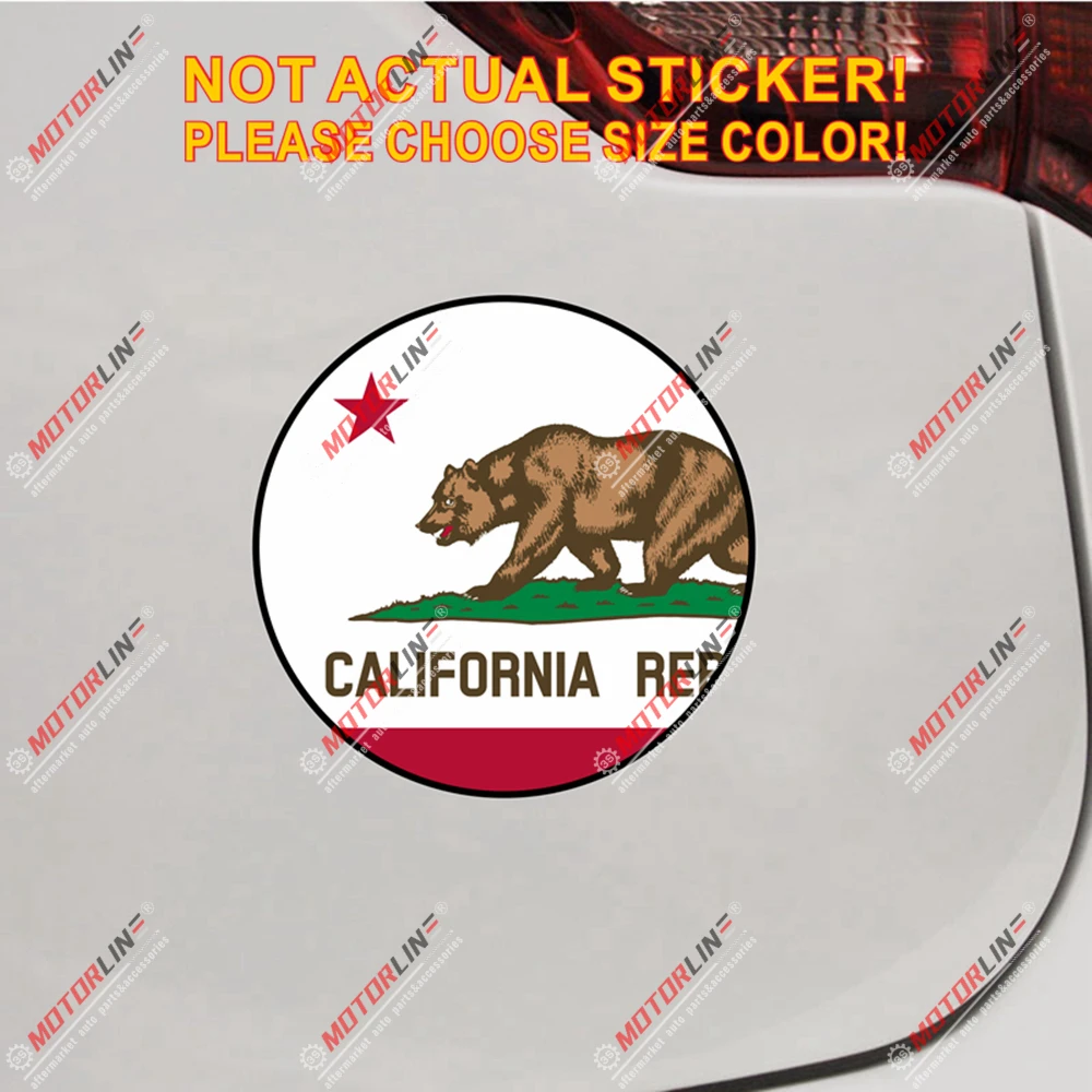 Флаг Калифорнии Cali Республика круглая наклейка виниловая отражающая глянцевая