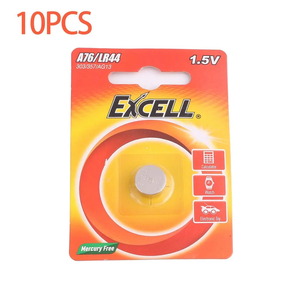 10 шт./лот EXCELL 1 5 V LR44/A76/303/357/AG13 кнопочный аккумулятор батареи щелочные для часов