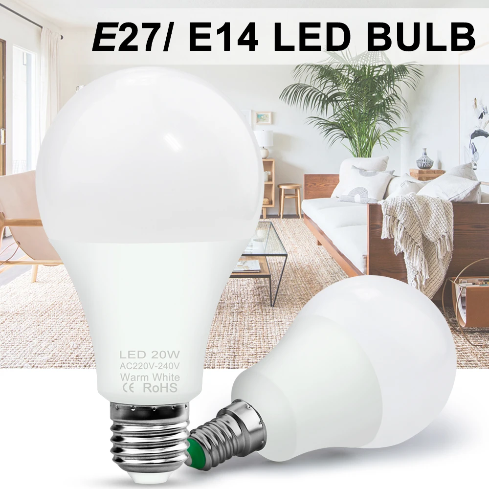 resultado soborno considerado Bombilla LED E14 E27 para el hogar, foco de 3W, 6W, 9W, 12W, 15W, 18W, 20W,  220V de CA, lámpara de mesa para interior, dormitorio, luces de techo| Bombillas y tubos LED| -