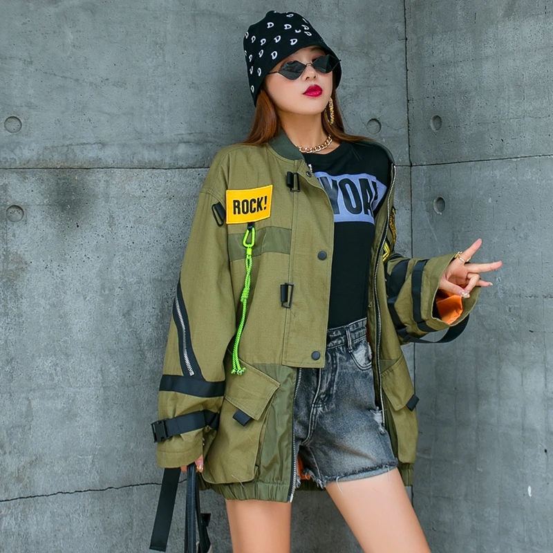 

European station age-reducing tide brand tooling jacket female mid-length loose embroidered jacket windbreaker autumn