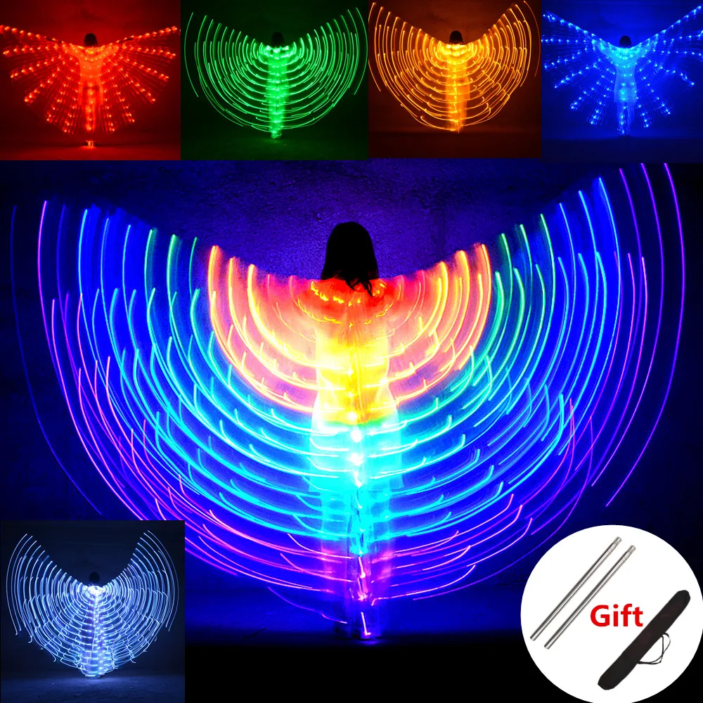 Taniec brzucha skrzydła LED dzieci wydajność fluorescencyjny motyl Isis