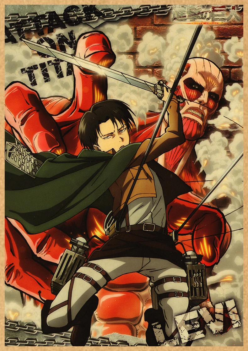Attack on Titan Anime Poster Decor For Home Posters Room Wall Pictur Kraft Paper Retro And Prints Art Bar Cafe Stickers