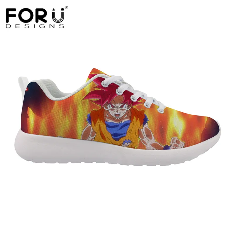 FORUDESIGNS/для отдыха Для мужчин спортивная мода аниме принт Dragon Ball Z легкий Туфли без каблуков для мальчиков-подростков, сетчатая обувь на шнуровке - Цвет: HMA348Z42