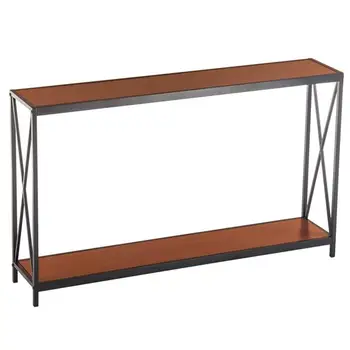 

Multifunction Entrance table Triamine Board Cross Iron Frame Porch Table Sofa Side Table Reddish Brown Wood Easy to assemble