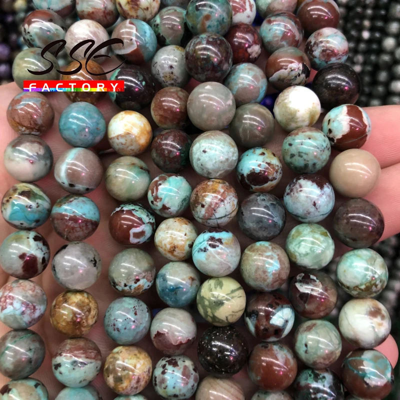 Top Natural Chinese Turquoises Stone Beads Round Loose Beads For Jewelry Making DIY Charm Bracelet Handmade 6 8 10MM 15