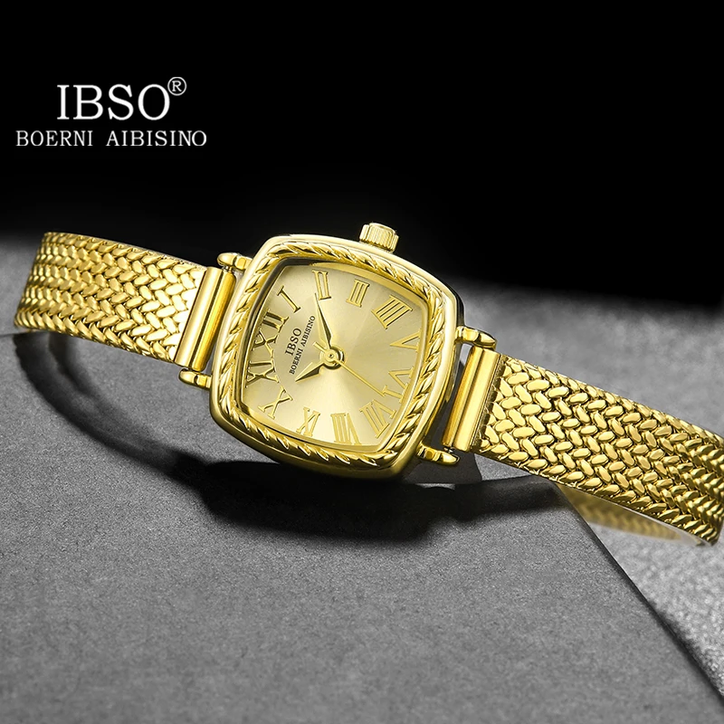 

IBSO Gold New Waterproof Quartz Watch Ladies Stainless Steel Strap Luxury Women Watches Simple Design Japanese Movement #B9226