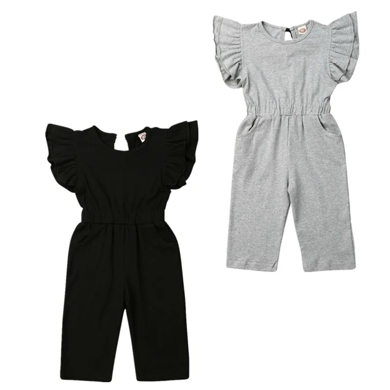 

Kid Baby Girl Clothes Ruffle Short Sleeve Romper Jumpsuit Cotton Solid Outfit