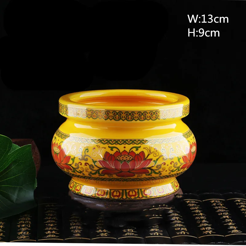 13x9cm Стиль керамическая курильница для дома Крытый Лотос сердце печь для с изображением Будды и Гуаньинь дома товары по тематике Будда WSHYUFEI - Цвет: 13x9cm