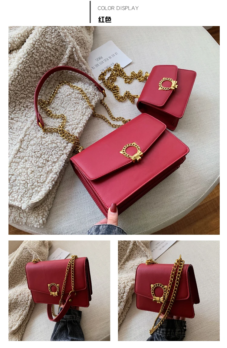 Women designer Messenger Handbag Lock Cover Crossbody Cat Print Bow Shoulder bags Girls chains flap Hasp Clutch bolsos mujer bag