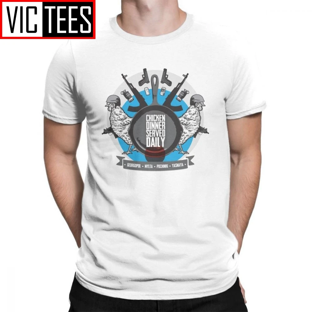 

PUBG Serve Your Chicken Dinner T-Shirt Winner Winner White Men's Clothing Tees Tees Round Neck T Shirt 100% Cotton