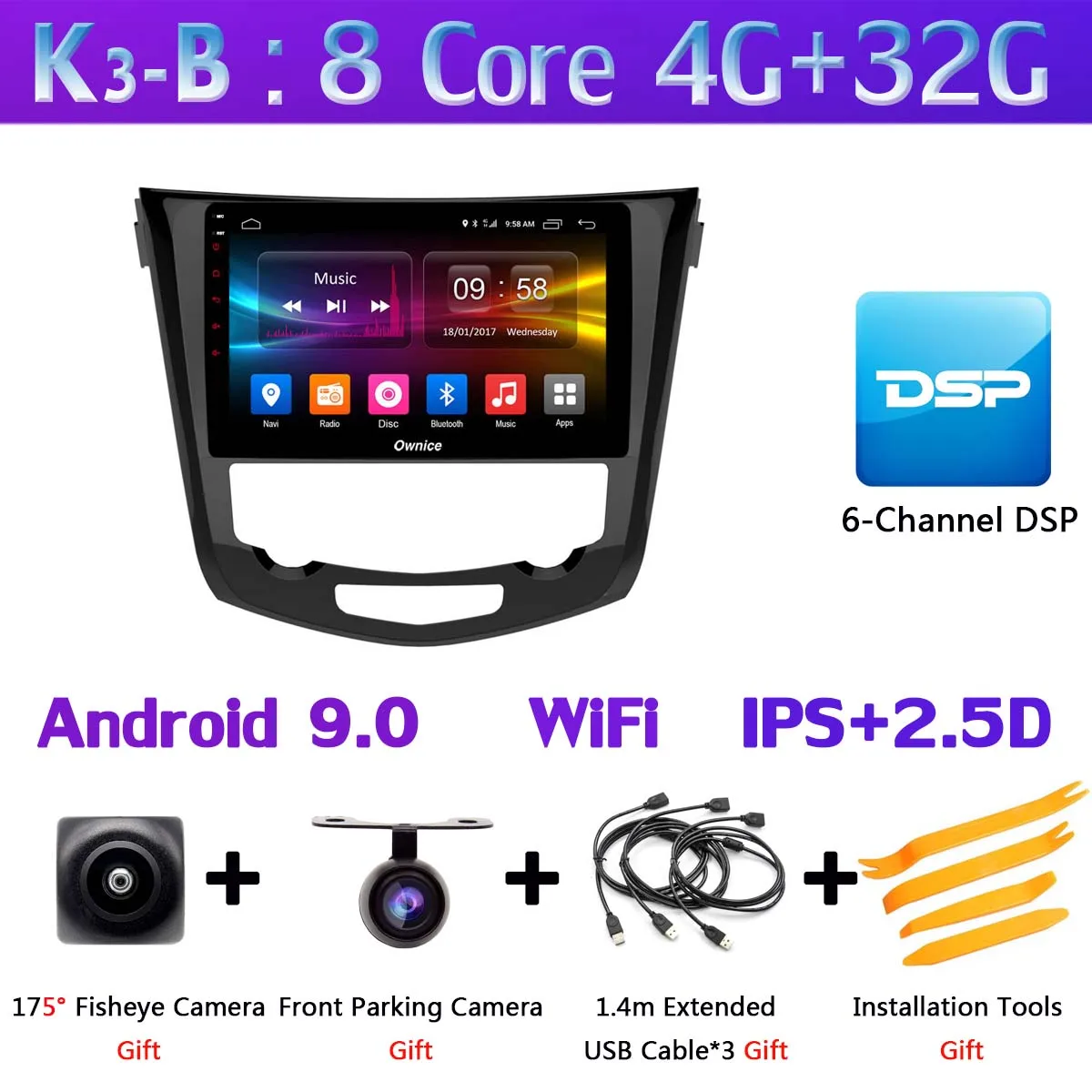 360°Camera 4G+ 64G Android 9,0 Автомобильный мультимедийный радио для Nissan X Trail X-Trail 2013 gps DSP CarPlay - Цвет: K3-B