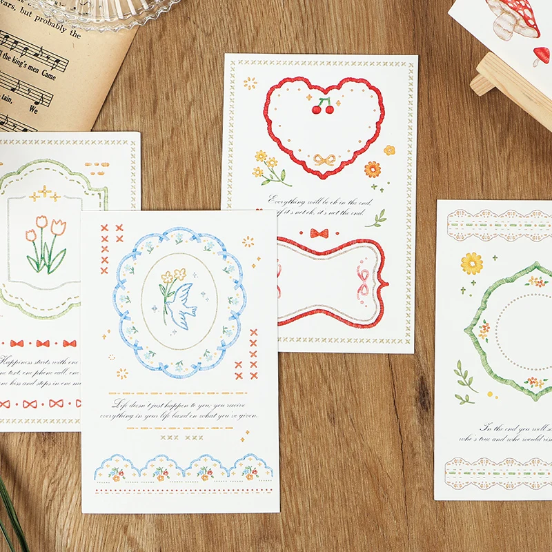 30 Sheets/Set Novelty Embroidery Forest Series Postcard Strawberry Mushroom Greeting Cards Birthday Gift Cards