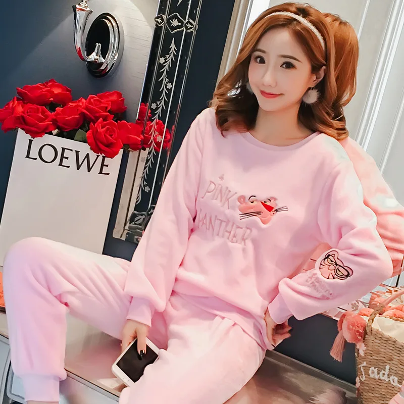 

[Jun xin] Winter Hot Selling Flannel Pink Panther 28 Yuan 2-Color M -Xxl Pajamas Suit