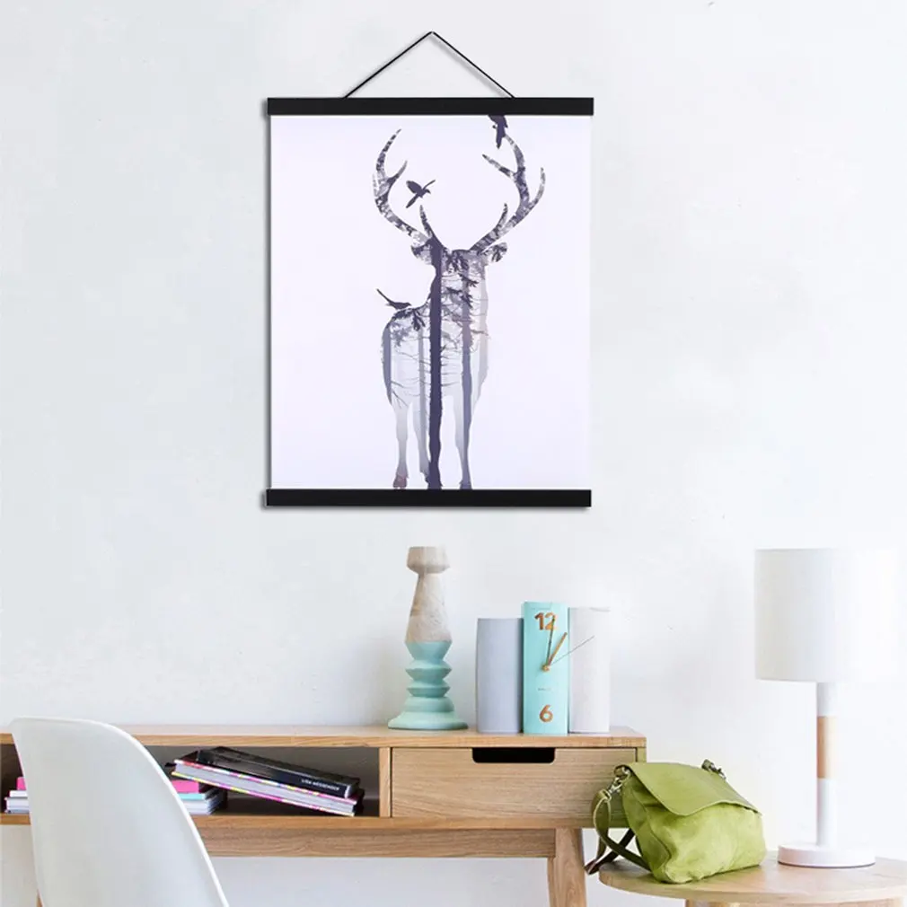 Magnetic Poster Hanger Frame Light Wooden Magnet Canvas Artwork Print Dowel Poster Hangers Frames Hanging Kit