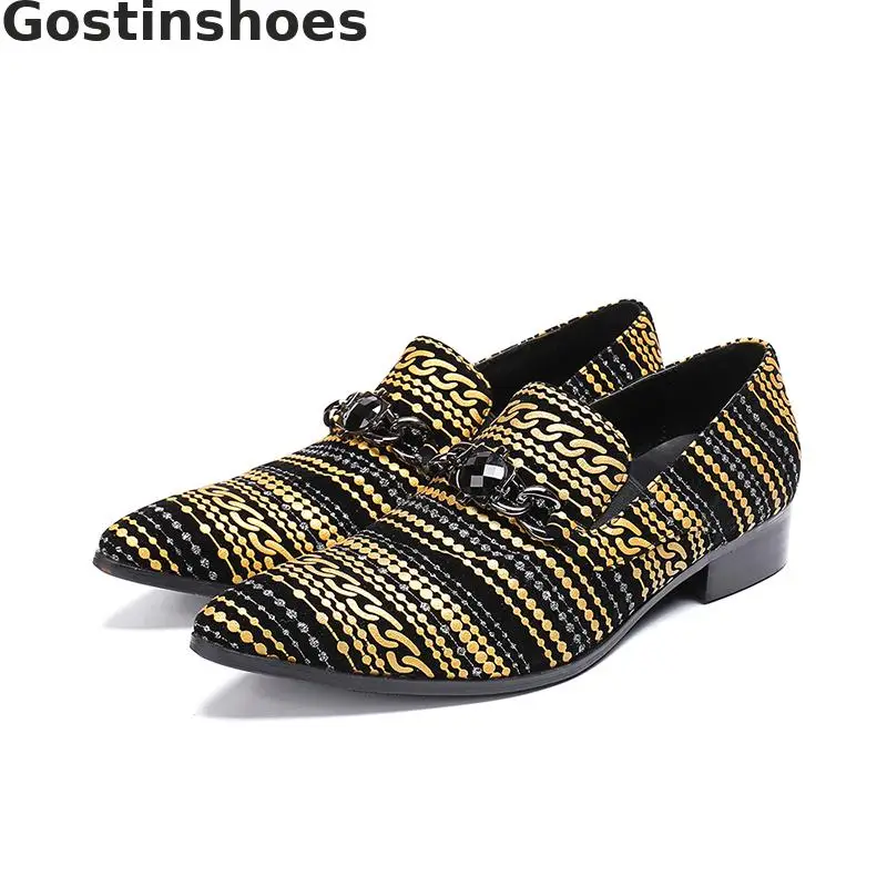 

Fashion Genuine Leather Men Casual Leather Shoes Printed Set Foot Men Loafers Low Heel Upper Leather Men Leisure Shoes