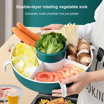 

Grid Rotating Drain Basket Vegetable Platter Kitchen Tool Multifunctional Drain Basket Fruit And Vegetable Tool