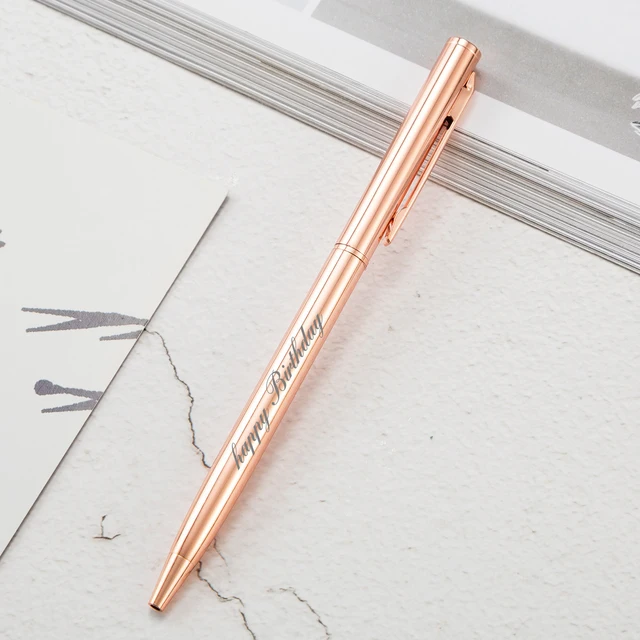 New Metal Ballpoint Pen Rose Gold Pen Custom Logo Advertising Ballpoint Pen  Lettering Engraved Name School&office Supplies Rose gold