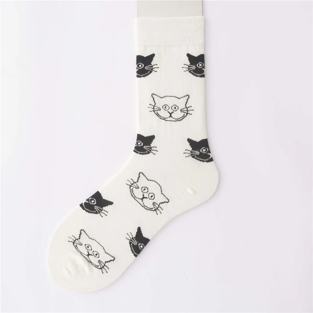 INS/Ulzzang носки для девочек в стиле Харадзюку с забавными рисунками фруктов и животных; носки в полоску с изображением котенка, яйца, сердца, ананаса; Рождественский подарок - Цвет: 3