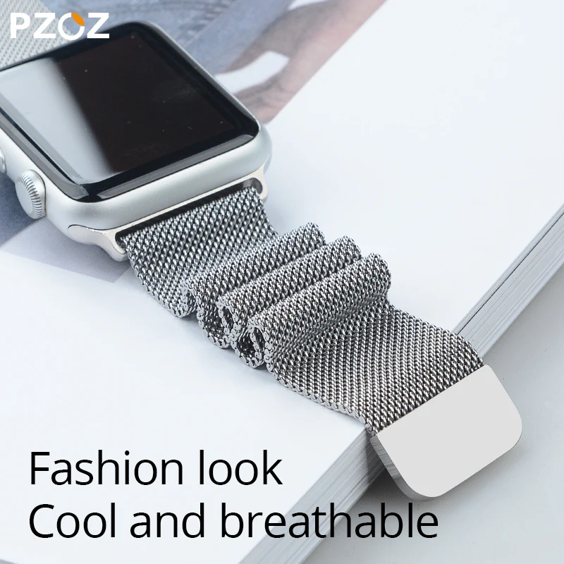 PZOZ браслет Нержавеющая сталь ремешок для наручных часов Apple Watch серии 1/2/3, 42 мм, 38 мм, версия 4 40 мм 44 браслет, ремешок для наручных часов iwatch, ремешок аксессуары