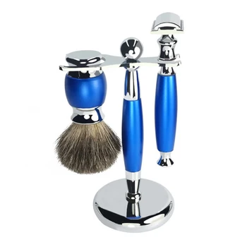 

Men Shaving Set Trimmer Manual Travel Vintage With Stand Home Safety Washable Portable Razor Zinc Alloy Double Sided Beard Brush