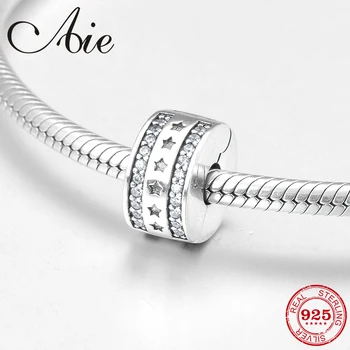 

Fashion creative Star pattern 925 Sterling Silver fine clips Lock beads Fit Original European Charm Bracelet Jewelry making