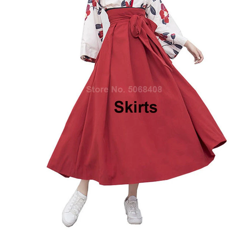Skirts Кимоно в японском стиле, традиционная юката Сакура для девочек, костюм, винтажное платье, вечерние платья в японском стиле, женская модная одежда с длинным рукавом Haori - Цвет: Skirts