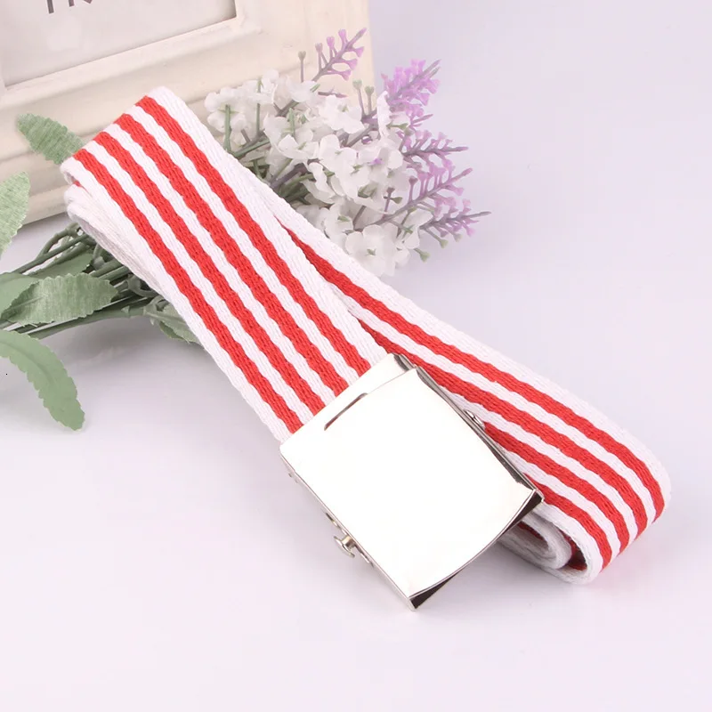 Red stripes Мужской женский Автоматический модный ремень с пряжкой, Холщовый ремень, уплотненный длинный тканевый пояс, трикотажный пояс, пояс для мужчин FB - Цвет: Red stripes