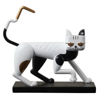 

Nordic Abstract Robot Cat Figurine Miniature Model Modern Art Display Figurine Ornament Home Decoration Accessories Room Decor