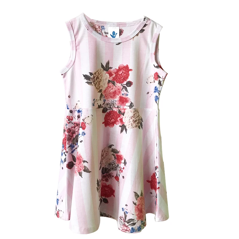 

6Years Baby Girls Sleeveless Flower Print Dresses Clothes Kids Summer Princess Dress Children Party Ball Pageant Dress Outfit