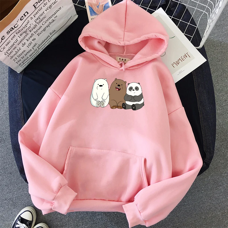 Аниме медведи напечатанные Kawaii толстовки топы плюс бархат Harajuku толстовки пальто унисекс с длинными рукавами для зимы уличные пуловеры