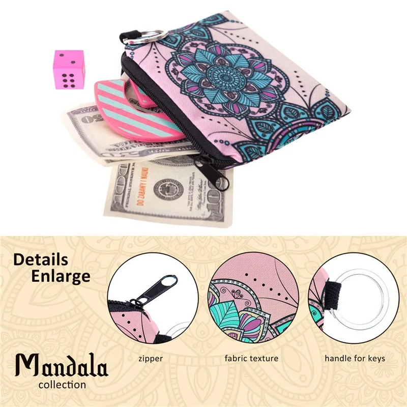 

2018 Hot Sales Purse 3D Digital Printing Mandala Coin Pocket Multi-functional Key Wallet Coin Bag
