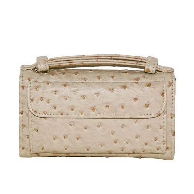 Ostrich Khaki Классический клатч из бордового страуса, женская кожаная сумка на плечо из страуса, роскошный брендовый дизайнерский кошелек для карт - Цвет: Ostrich Khaki