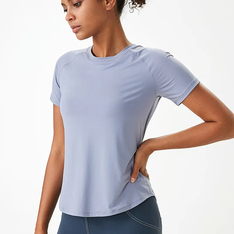 Yoga Top Nude Mesh Breathable Yoga Short Sleeve Fitness Sports Top Quick Dry T-Shirts Running Training Push Up Top Women Gym Wear S-XL