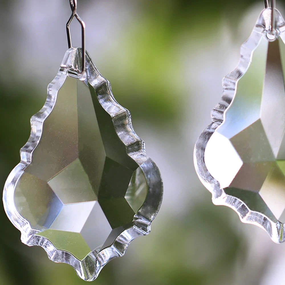 1pc 76mm/89mm Clear Glass Crystals Chandelier Prisms Parts Hanging Maple Leaf Pendants For Lighting DIY Decor Accessories