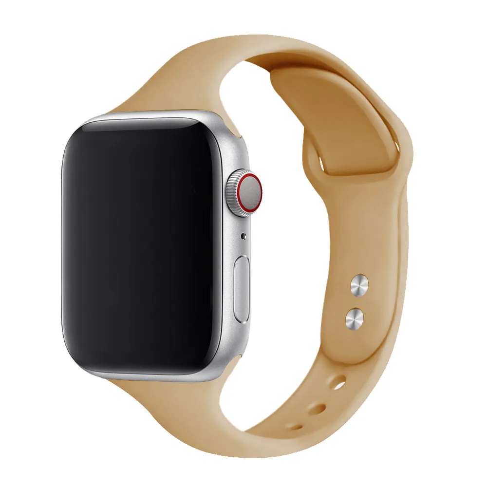walnut 21 Ремешок для apple watch 44 мм 40 мм iwatch 5 4 3 ремешок 42 мм 38 мм Узкий Тонкий спортивный мягкий силиконовый ремень браслет - Цвет ремешка: walnut 21