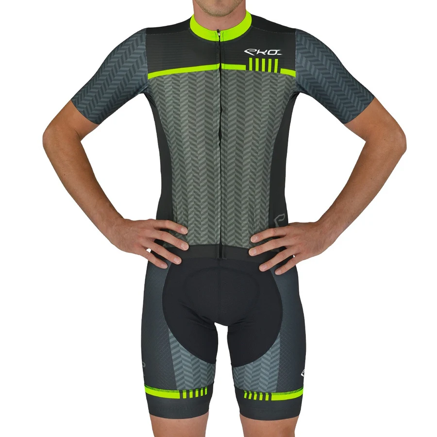 

2020 Cycling Front opening design Triathlon Suit men's Short sleeve Skinsuit Jumpsuit Maillot Cycling Ropa ciclismo clothes set