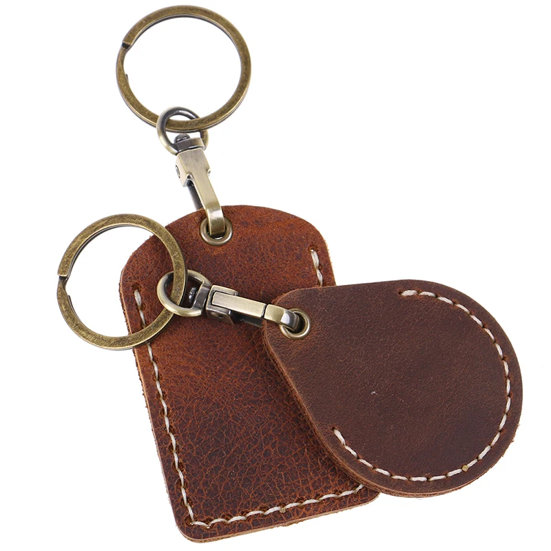 Vintage Leather Key Case Keychain for Doorlock Access Control Tags ID Card