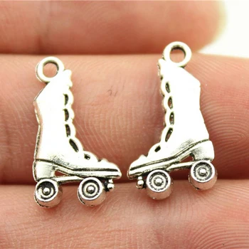 

WYSIWYG 20pcs Charms Roller Skates Shoes 20x11mm Antique Making Pendant Fit Vintage DIY Findings Handmade Jewelry