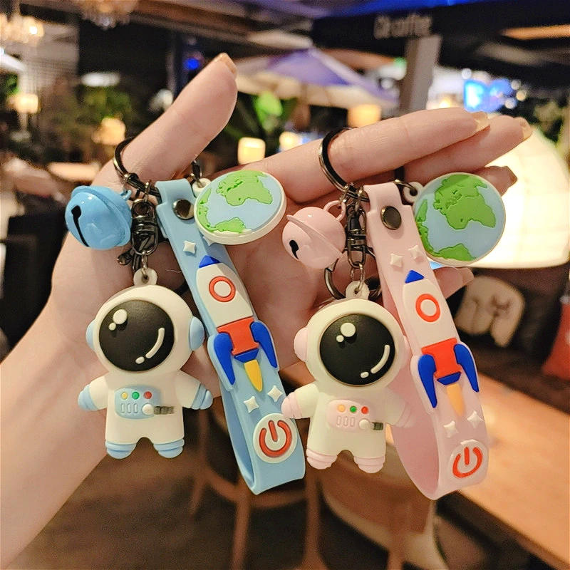 Astronaut Keychain Pink Blue Silicone Cartoon Female Cute Couple Lovers Pair Bag Ornament Car Lanyard Child Toy Kawaii Girl Gift cat butt keychain cartoon female cute couple lovers pair gift bag ornament car key chain lanyard child toy ins kawaii girl gift