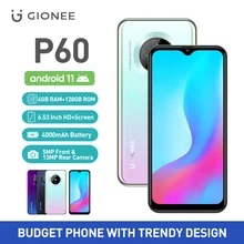 GIONEE – téléphone portable P60, Version globale, 4 go + 128 go, Android 11, écran HD + de 6.53 pouces, Helio P60 Octa Core, à la mode 
