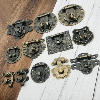 

Antique Jewelry Chest Gift Wine Wooden Box Case Toggle Latch Furniture Vintage Decor Latches Box Suitcase Buckle Hasp Pad Lock