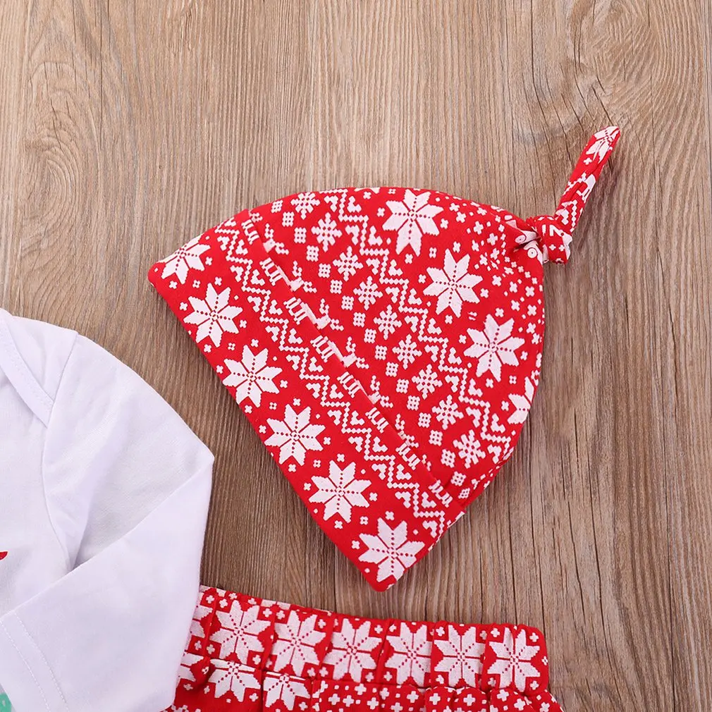 Набор снежинок из трех предметов для маленьких мальчиков и девочек, комбинезон с буквенным принтом, топы с длинными рукавами, штаны, Рождественская одежда с оленями, комплект