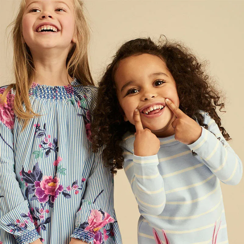 

Cotton girls autumn long sleeve dress kids infantil strip animal print party sukienka dziewczynka robe fille lol vestido menina