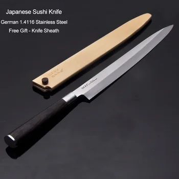

9.5inch Sushi Kitchen Knife German 1.4116 Stainless Steel Fish Filleting Japanese Yanagiba Knife with Wenge Handle Sheath 10.1W
