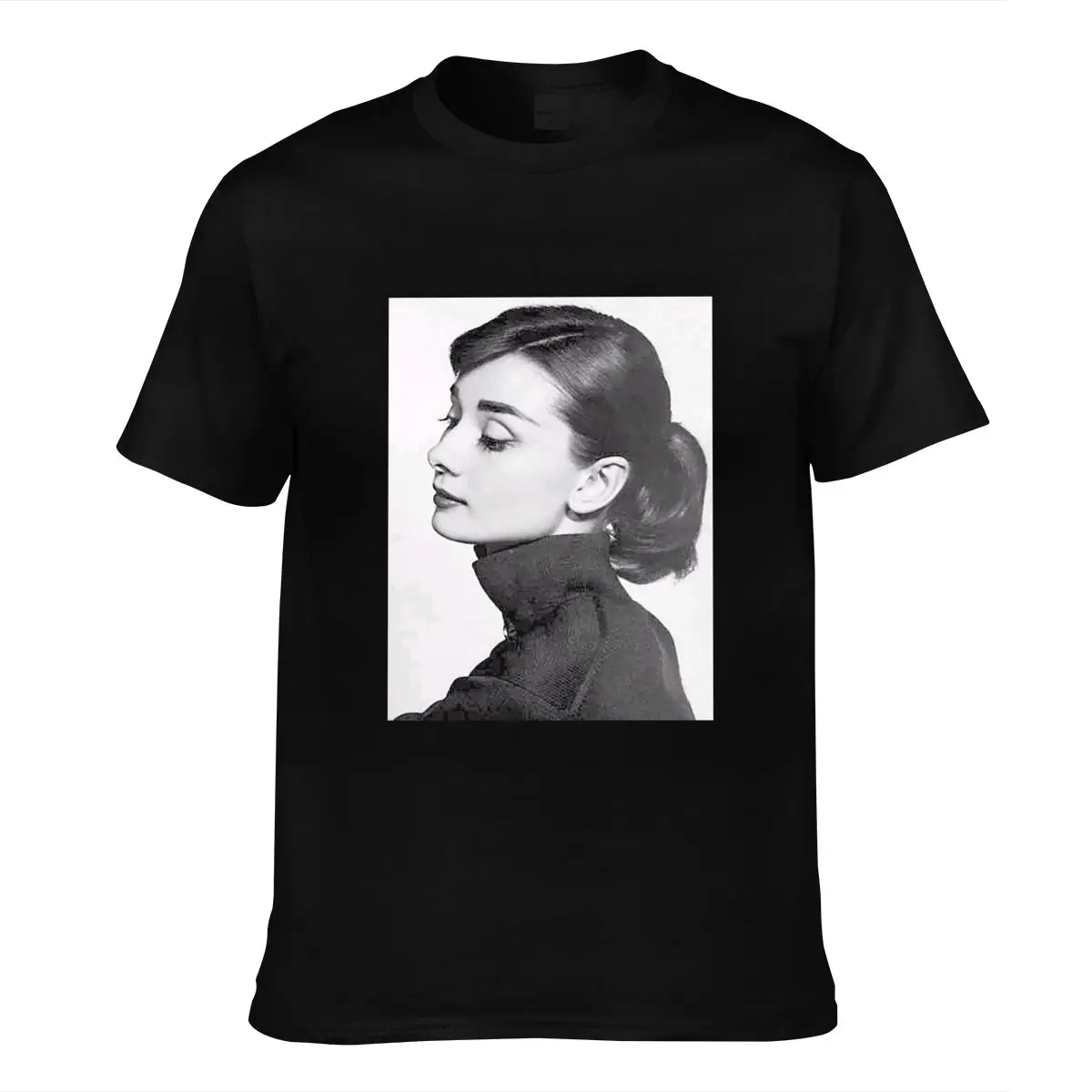 

Winning Movie Fashion Icon Black T Shirt New Ladies Print Casual Cotton Short O-neck Audrey Hepburn Oscar Cn(origin) Worsted