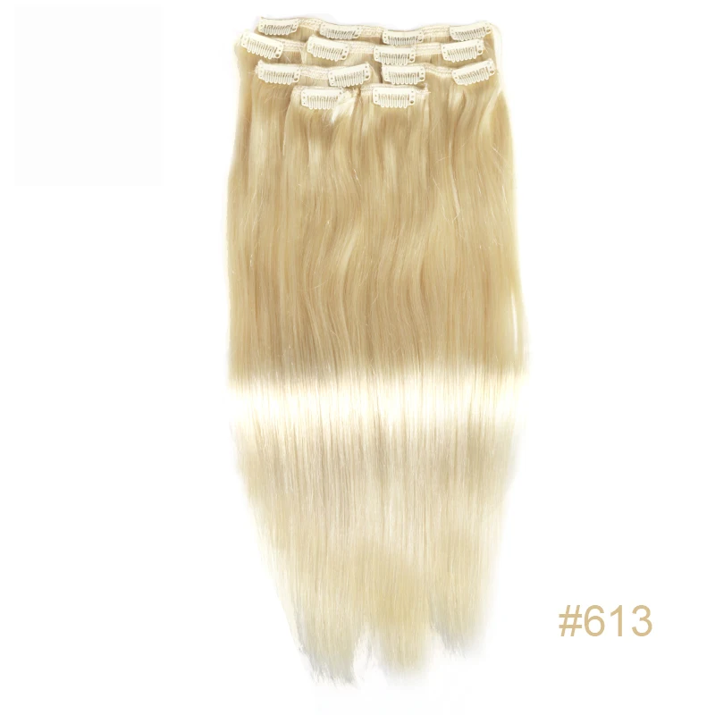 Hair Extensions Clip In Human 7pcs Set 120G 12-24inch