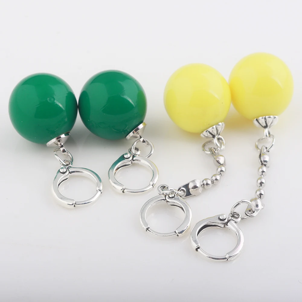 Brincos Super Vegetto Potara para Homens e Mulheres, Pérola Verde e Amarela  Dangle, Clipe de Orelha