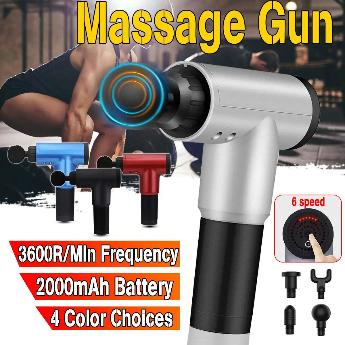 

6 Gears 3600r/min Muscle Massage Guns Therapy Body Massager Electronic Muscle Massage Device Therapy Massage Relaxation
