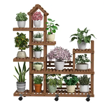 

Multi-Tier Wooden Flower Stand Plants Shelf Flower Potted Windmill Plant Holder Display Outdoor Decor Planting Tools Kit