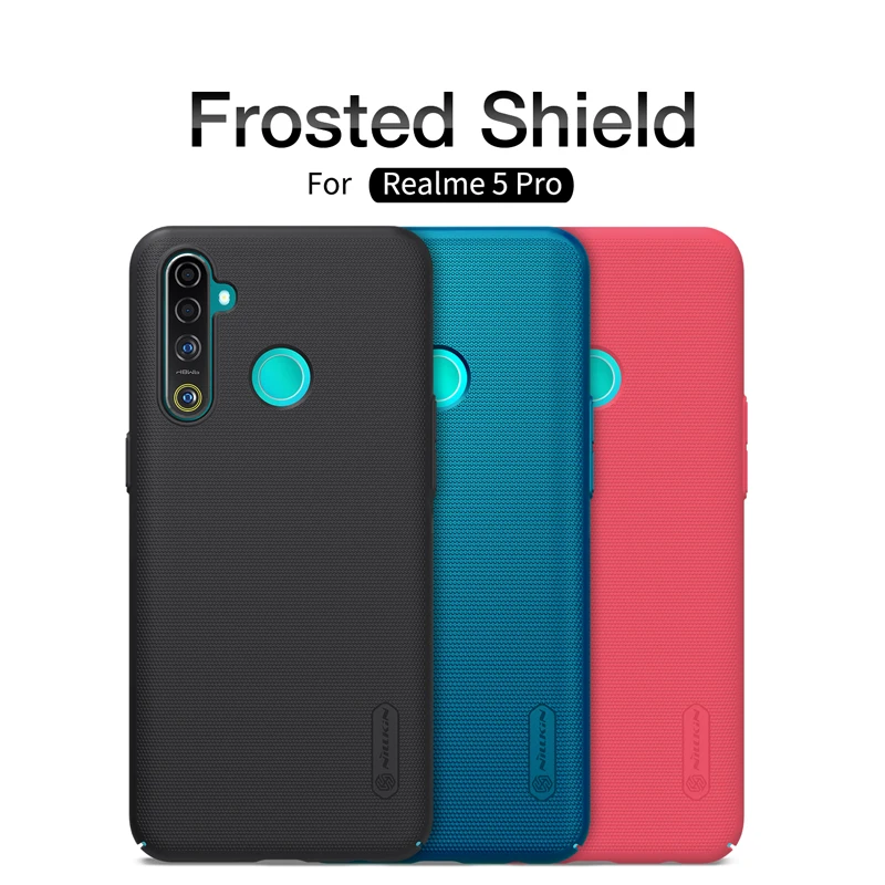 

Case For Realme 5 Pro cover Realme 5 Pro NILLKIN Super Frosted Shield Matte PC Hard Back Cover for Realme 5 Pro gift Holder